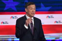 Democratic presidential hopeful former Governor of Colorado John Hickenlooper speaks during the second Democratic primary debate of the 2020 presidential campaign season hosted by NBC News at the Adrienne Arsht Center for the Performing Arts in Miami, Florida, June 27, 2019. (Photo by SAUL LOEB / AFP)