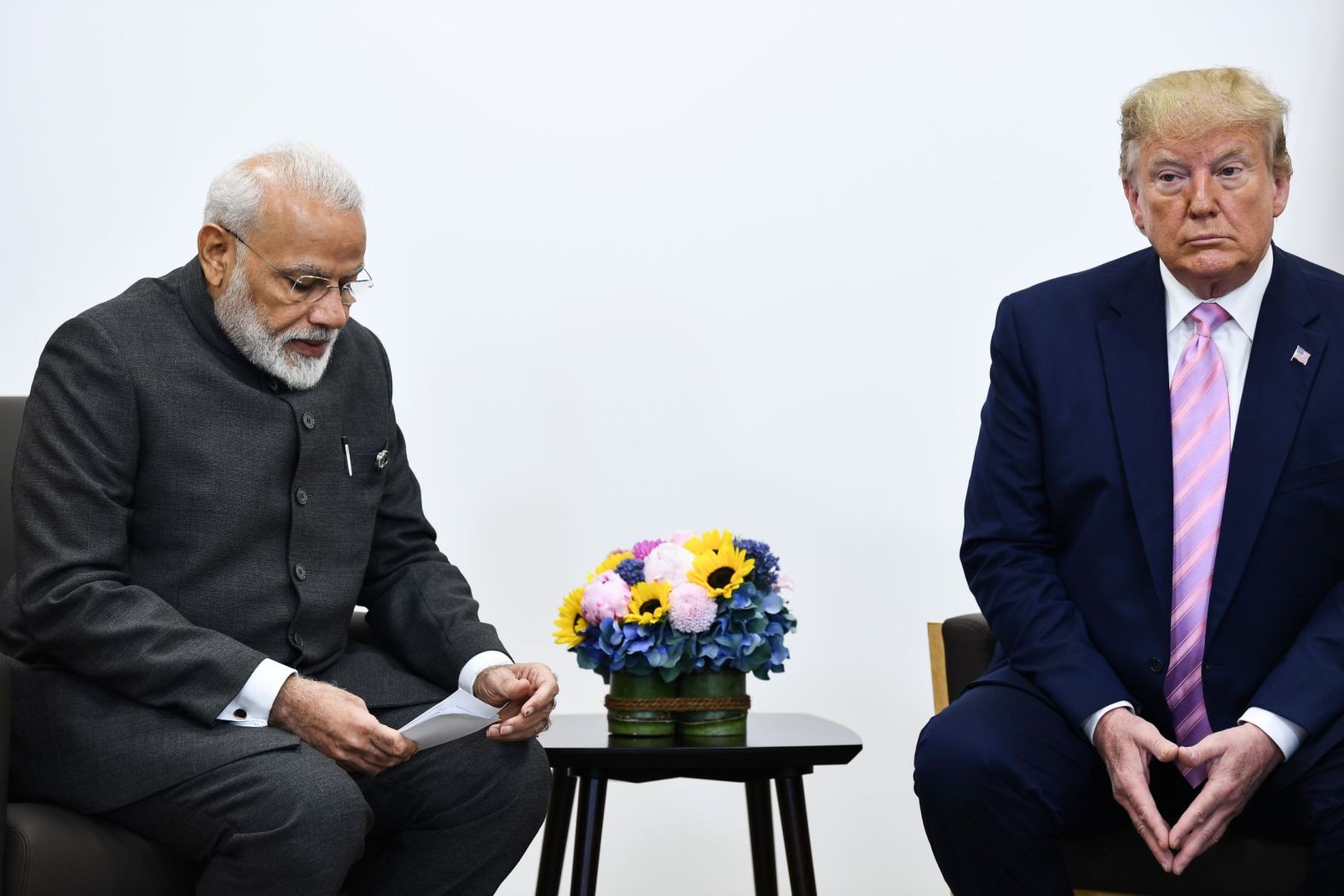 Indian Prime Minister Narendra Modi attends a meeting with US President Donald Trump during the G20 summit. 