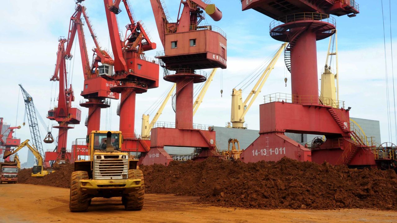 A loader piles up rare earths in China.