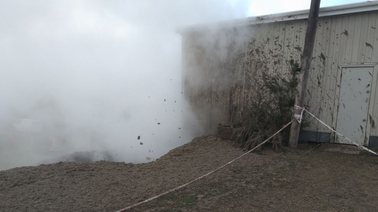 The house on Meade Street in Whakarewarewa, New Zealand where local geothermal activity has given rise to a woman finding a hot, steaming, mud spitting volcano in her garden
