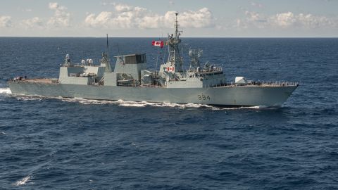 The Canadian frigate HMCS Regina 