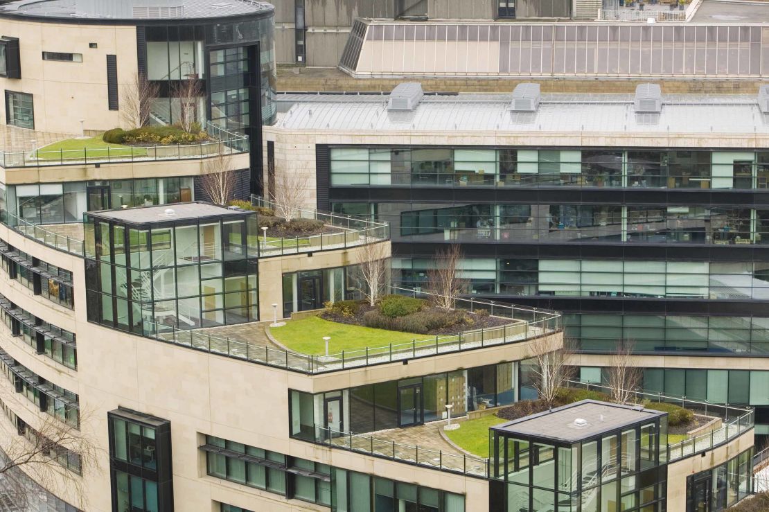 Green roofs can keep buildings cooler in the summer. 