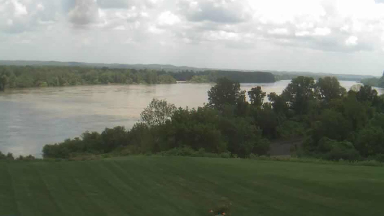 This image, taken from a web camera Friday afternoon, shows the Missouri River near Dundee, Missouri.