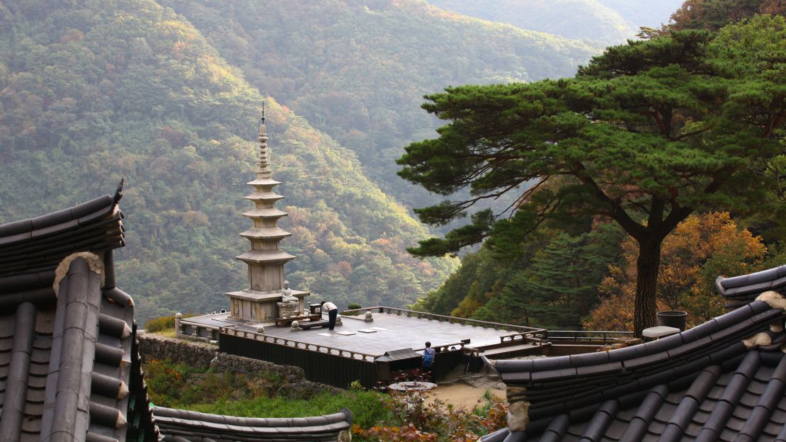 Cheongryangsa Temple is surounded by dramatic rock formations.