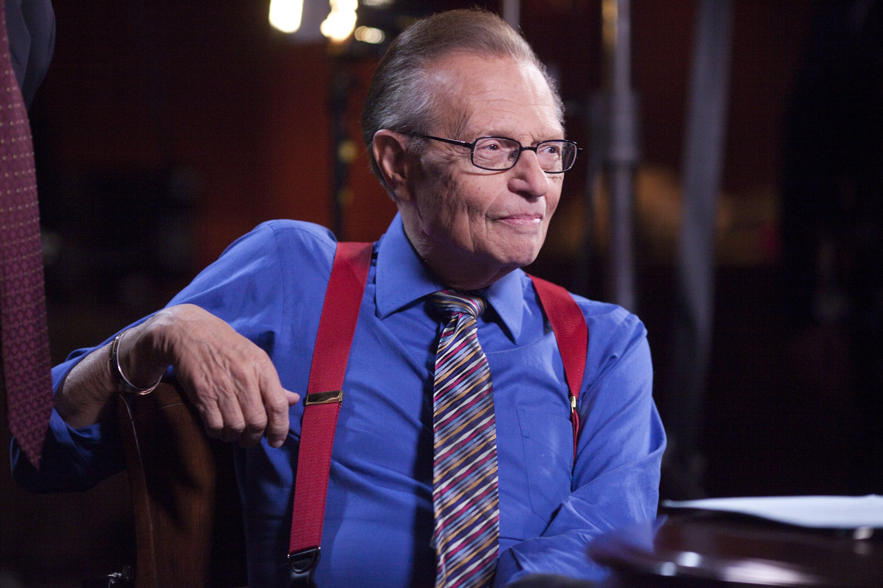 Larry King is seen on the set of his CNN show in 2010.