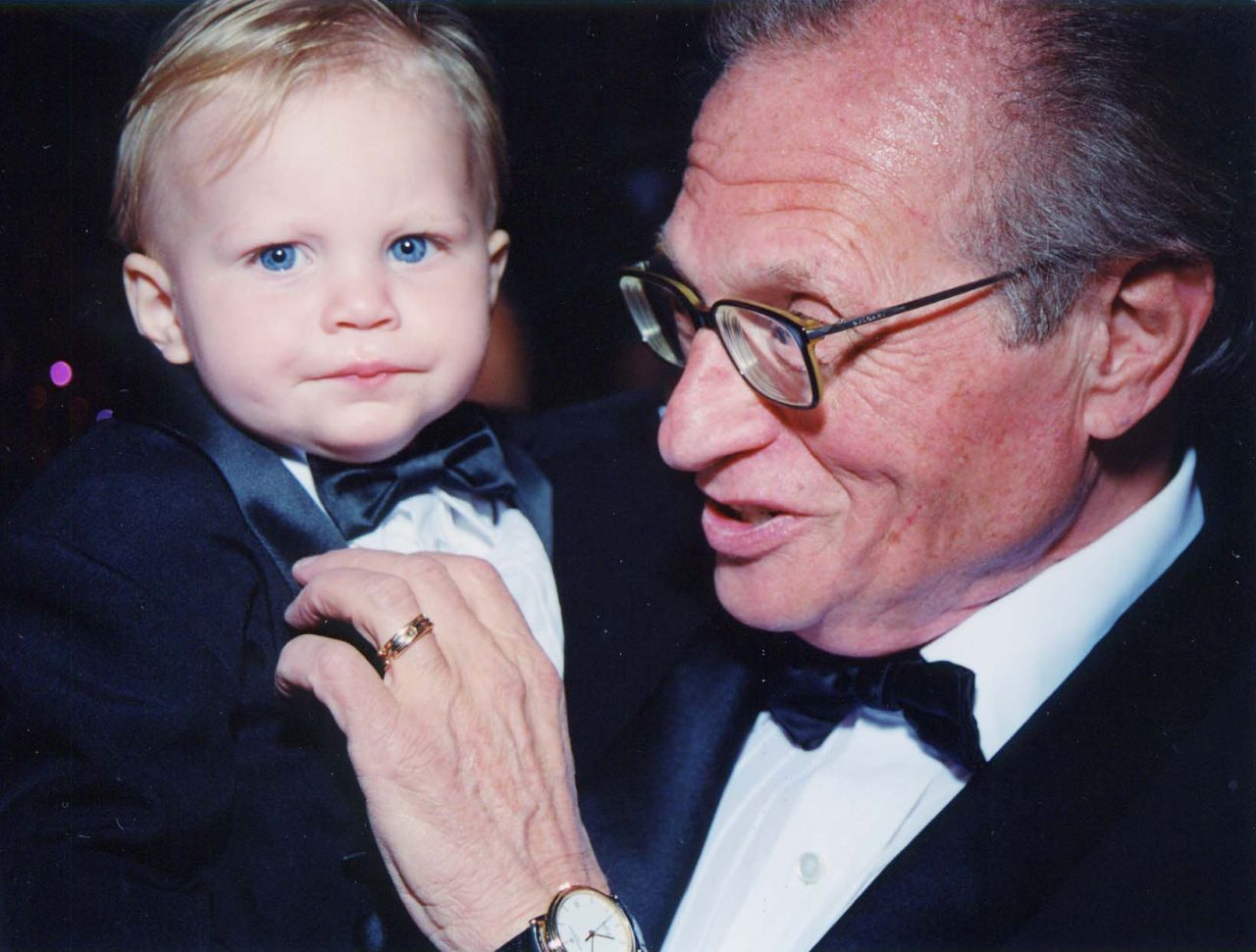 King and his son Chance attend a fundraiser for the Larry King Cardiac Foundation in 2000. Surviving heart problems, including several heart attacks and quintuple bypass surgery in 1987, led King to establish the Larry King Cardiac Foundation to help those without insurance afford medical treatment.
