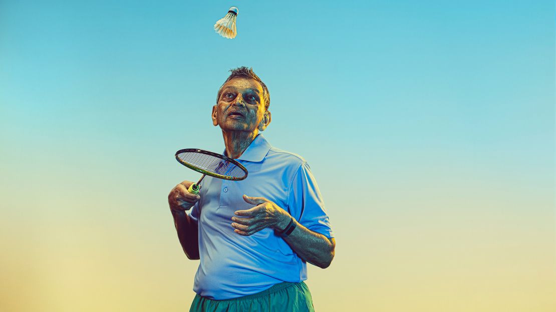 Kamal Chaudhari, 84, competed in badminton at the National Senior Games. He also plays the sport against students at the University of South Florida.