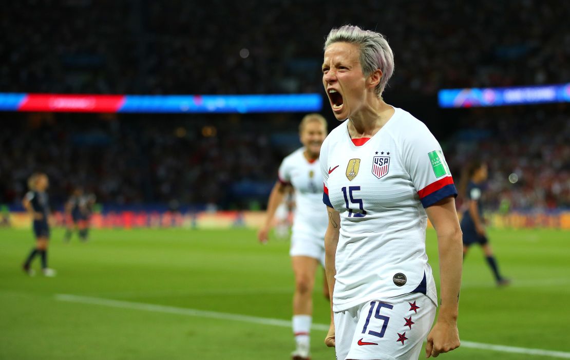 Rapinoe celebrated her second goal in an emotional manner. 