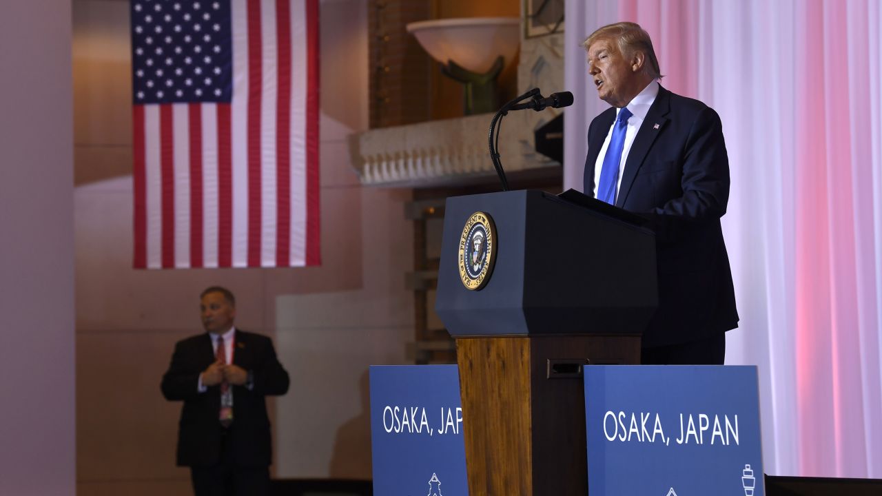 President Donald Trump speaks during a news conference following the G-20 summit in Osaka, Japan, Saturday, June 29, 2019. (AP Photo/Susan Walsh)