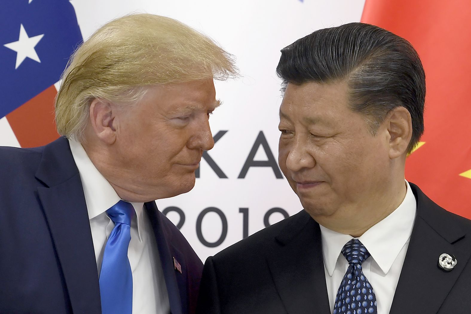 US President Donald Trump meets with Chinese President Xi Jinping during a meeting on the sidelines of the G20 summit on Saturday.