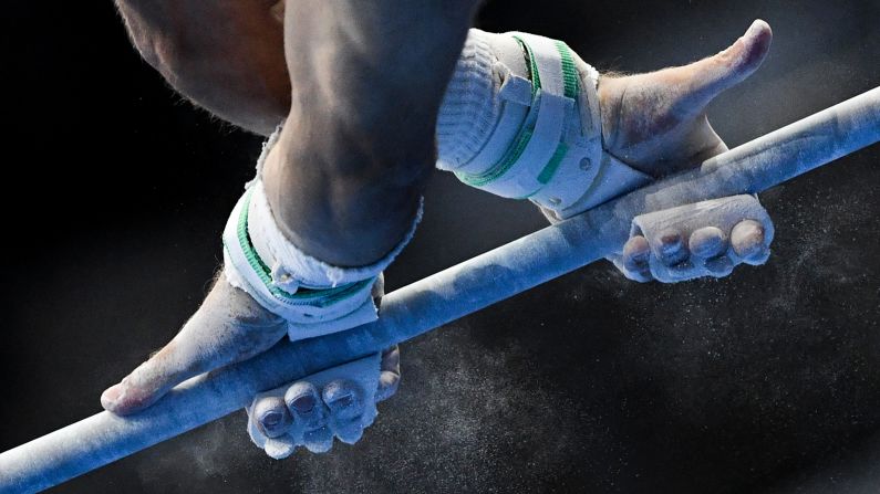 Israel's Alexander Shatilov competes in the horizontal bar event of the men's all-around artistic gymnastics competition at the European Games in Minsk, Belarus, on June 27, 2019.