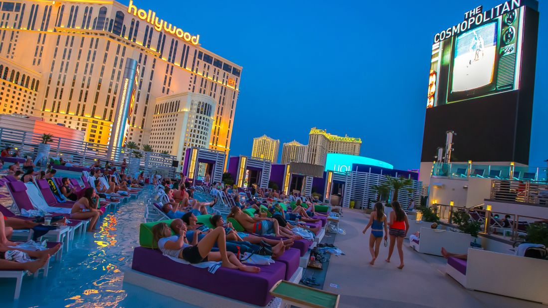 <strong>The Cosmopolitan:</strong> After a day spent partying at the Marquee Dayclub, cool off with an evening swim and a Hollywood classic. 