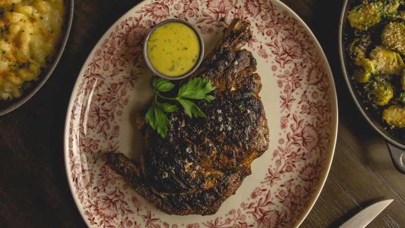 <strong>Meat lover: </strong>The classic ribeye, Chicago cut with a side of béarnaise, just in case.
