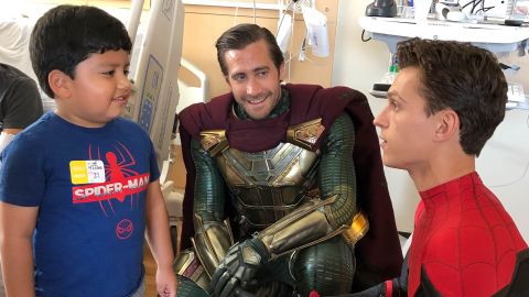Jake Gyllenhaal and Tom Holland at Children's Hospital Los Angeles