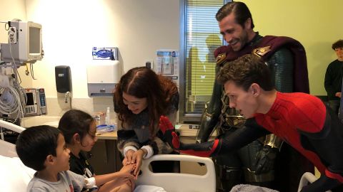 Zendaya, Jake Gyllenhaal  and Tom Holland at visit patients at Children's Hospital Los Angles on June 27, 2019