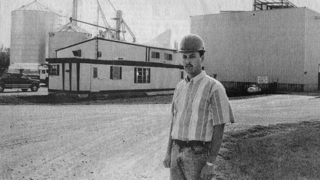 Jeff Broin stands in front of the ethanol plant in Scotland, South Dakota.