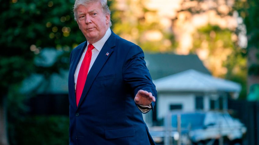 WASHINGTON, DC - JUNE 30: U.S. President Donald Trump waves as he walks off Marine One at the White House after spending the weekend at the G20 Summit and meeting Kim Jong Un, in the DMZ on June 30, 2019 in Washington, DC. Donald Trump met Sunday with Kim Jong Un in the Demilitarized Zone between North and South Korea and became the first U.S. president to step onto North Korean territory. (Photo by Tasos Katopodis/Getty Images)