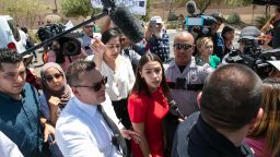 Rep.  Alexandria Ocasio-Cortez (D-NY) is swarmed by  the media after touring the Clint, TX Border Patrol Facility housing  children on July 1, 2019 in Clint, Texas. Reports of inhumane conditions have plagued the facility where migrant children are being held. (Photo by Christ Chavez/Getty Images)