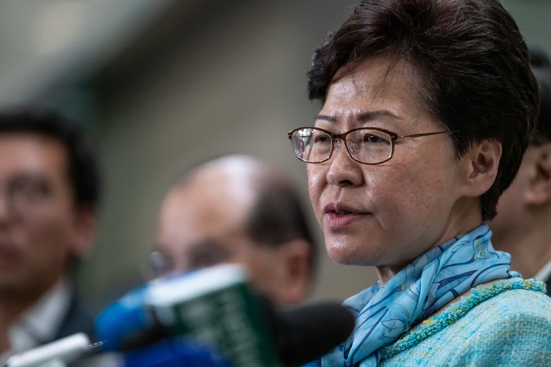 Carrie Lam, Hong Kong's chief executive, speaks during a news conference on July 2, 2019 in Hong Kong, China. 