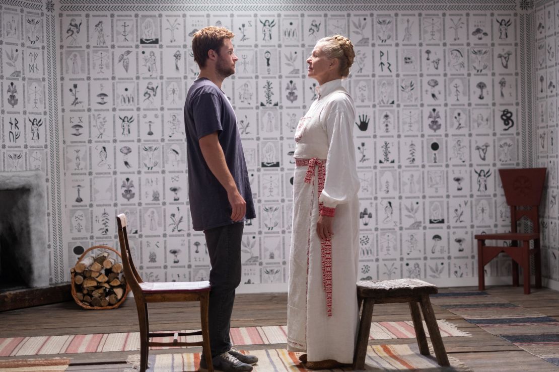 Actors Jack Reynor and Gunnel Fred in "Midsommar." The film blends real Swedish midsummer traditions with elements of Northern European folklore and myth. 