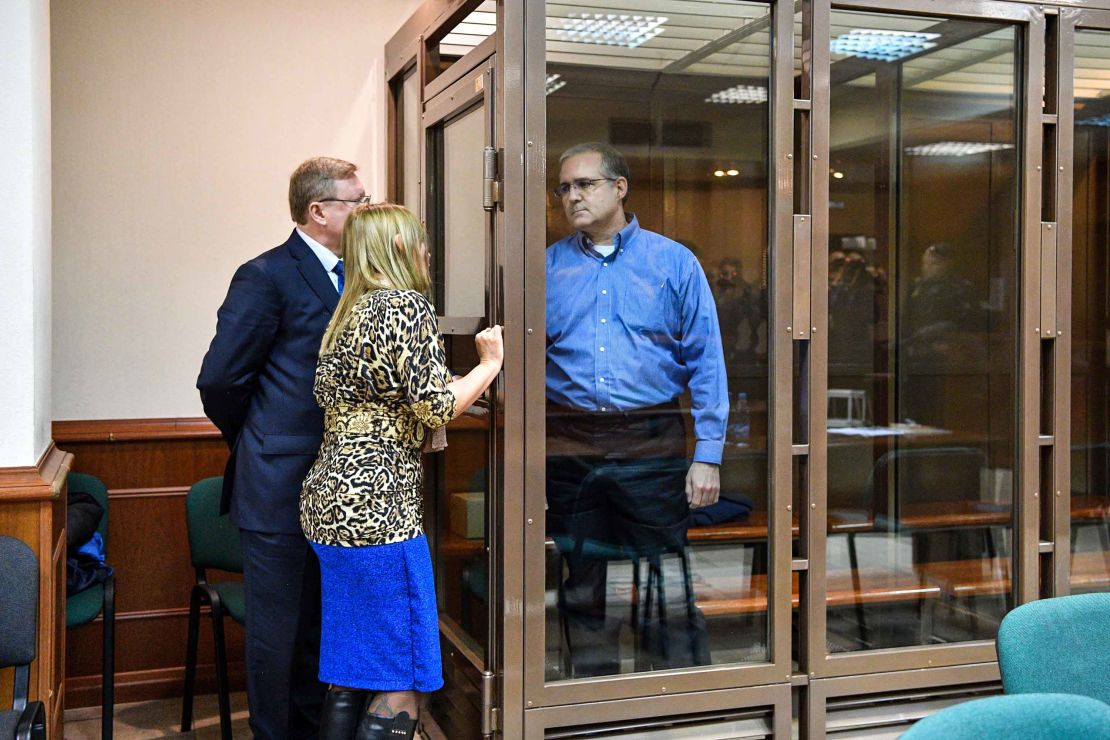 Whelan with his lawyers during a hearing at a court in Moscow on January 22, 2019.