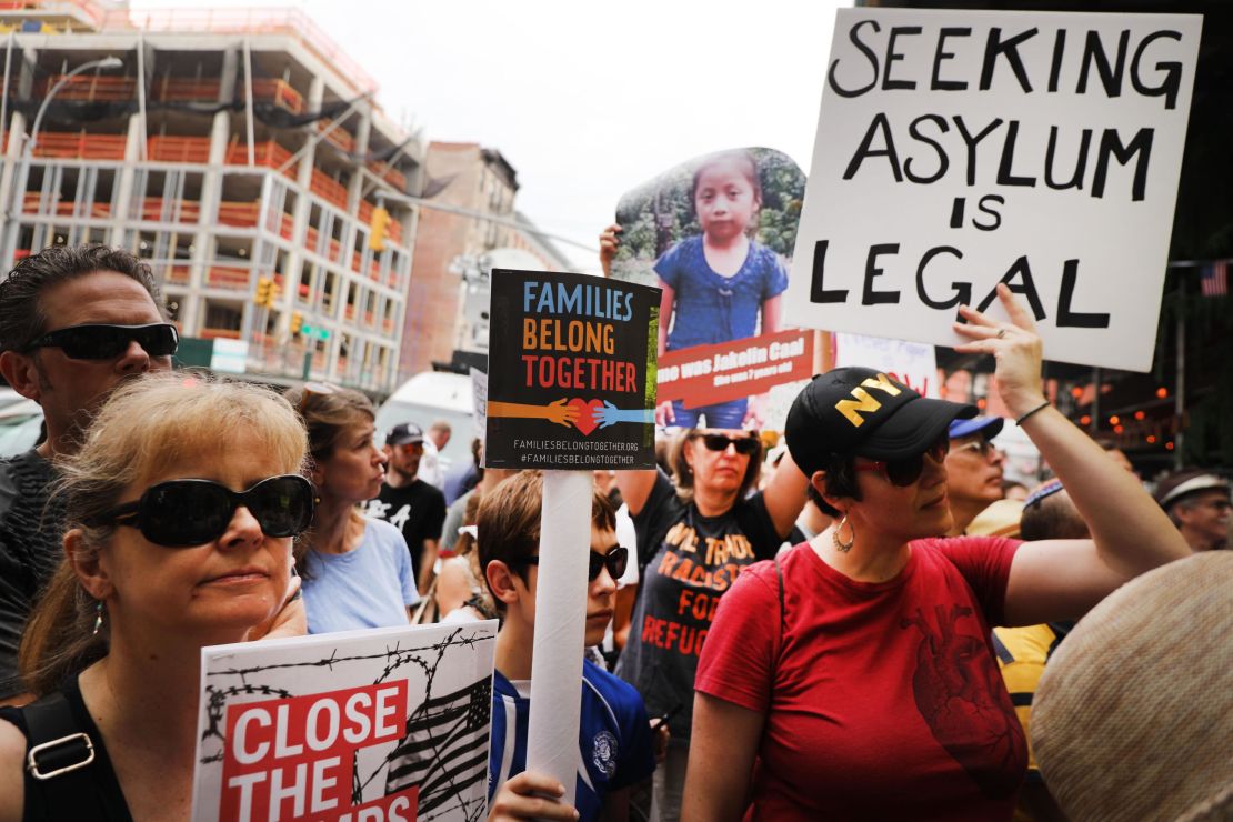 Demonstrators gathered Tuesday in Manhattan's East Village to call for the closing of immigration detention centers. 