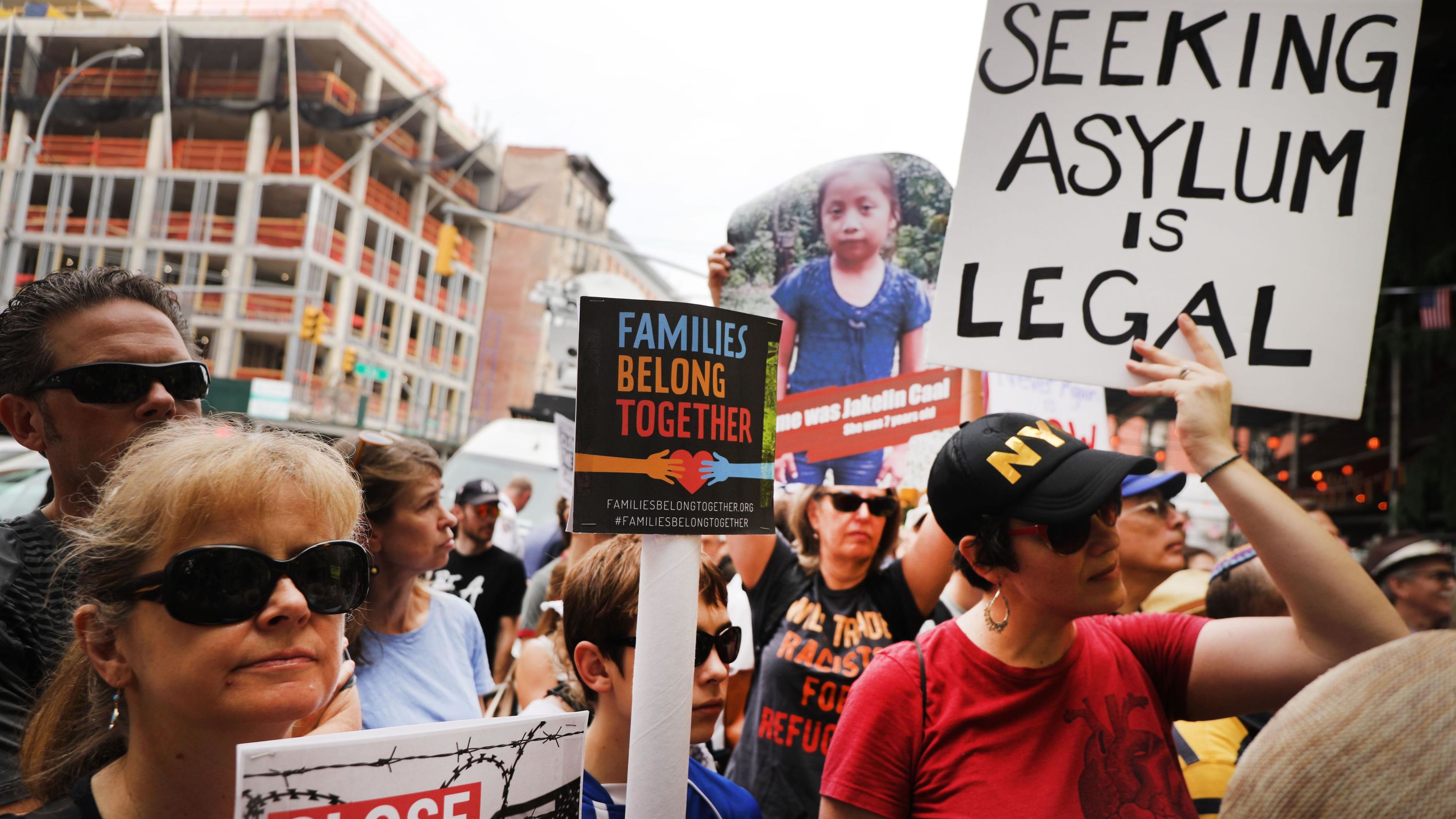 Demonstrators gathered Tuesday in Manhattan's East Village to call for the closing of immigration detention centers. 