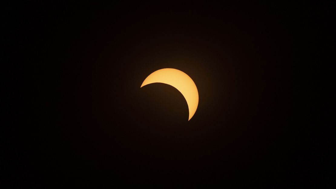 The solar eclipse as seen from the La Silla European Southern Observatory.