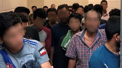 Standing room only for adult males observed by OIG on June 10, 2019, atBorder Patrol's McAllen, TX, Station.