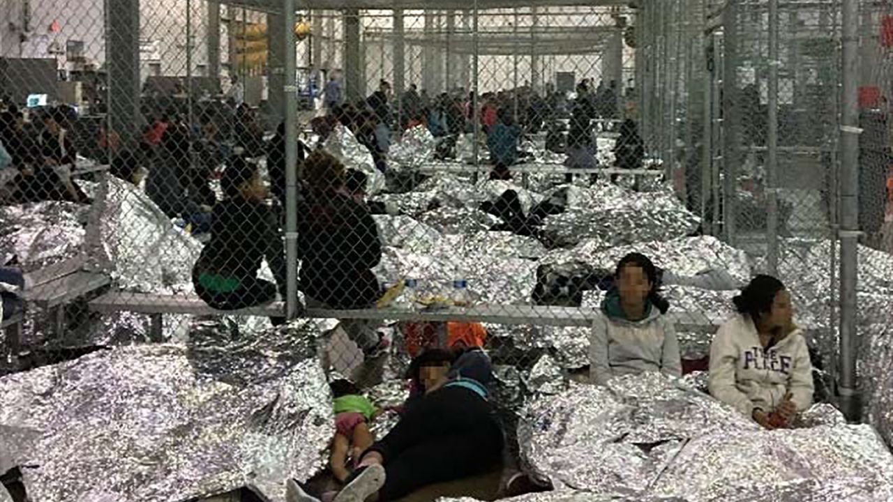 Overcrowding of families observed by OIG on June 11, 2019, at BorderPatrol's McAllen, TX, Centralized Processing Center.