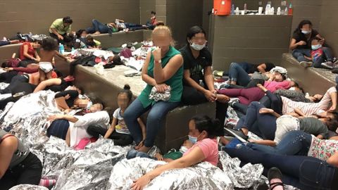 Overcrowding of families observed by OIG on June 11, 2019, at Border Patrol'sWeslaco, TX, Station.