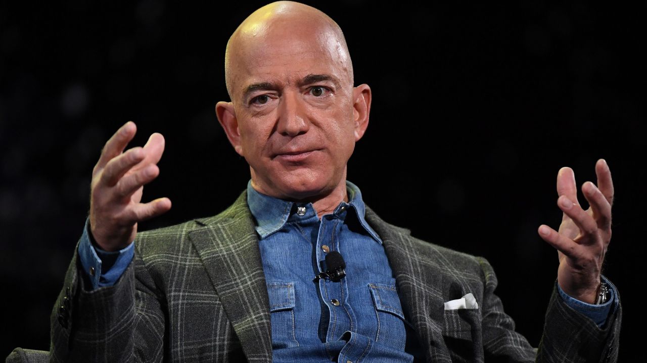 Amazon Founder and CEO Jeff Bezos addresses the audience during a keynote session at the Amazon Re:MARS conference on robotics and artificial intelligence at the Aria Hotel in Las Vegas, Nevada on June 6, 2019. (Photo by Mark RALSTON / AFP)        (Photo credit should read MARK RALSTON/AFP/Getty Images)