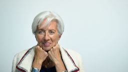 International Monetary Fund (IMF) managing Director Christine Lagarde smiles during a press conference during an Eurogroup meeting at the EU headquarters in Luxembourg on June 13, 2019. (Photo by JOHN THYS / AFP)        (Photo credit should read JOHN THYS/AFP/Getty Images)