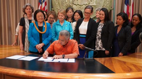 Hawaii Gov. David Ige signs the measure into law on Tuesday.