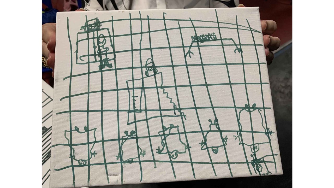 A child's drawing depicting time spent in US Customs and Border Protection custody.