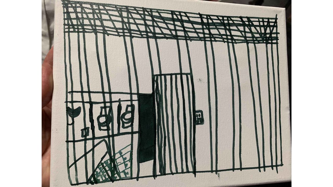 A child's drawing depicting time spent in US Customs and Border Protection custody.