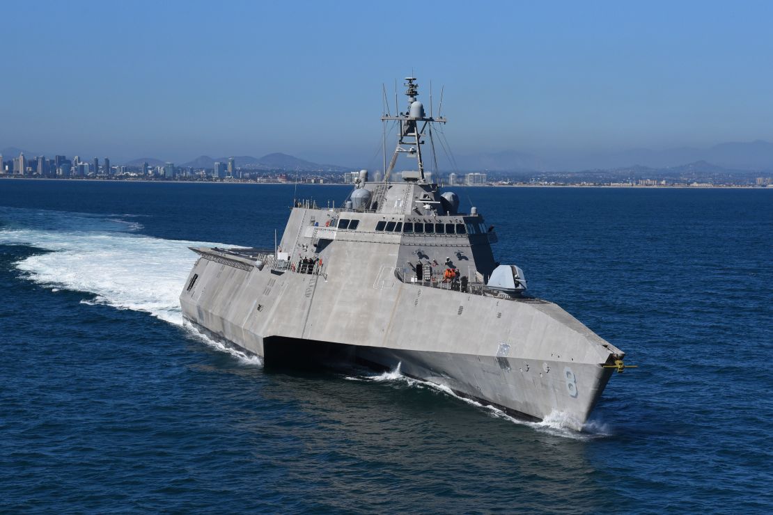 The littoral combat ship USS Montgomery departs Naval Base San Diego in 2018.
