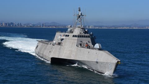 The littoral combat ship USS Montgomery departs Naval Base San Diego to conduct routine operations and training in the Pacific Ocean in 2018.