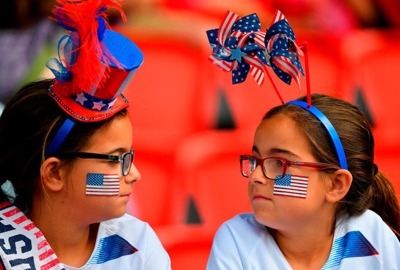 Young US fans watch the match against Chile.