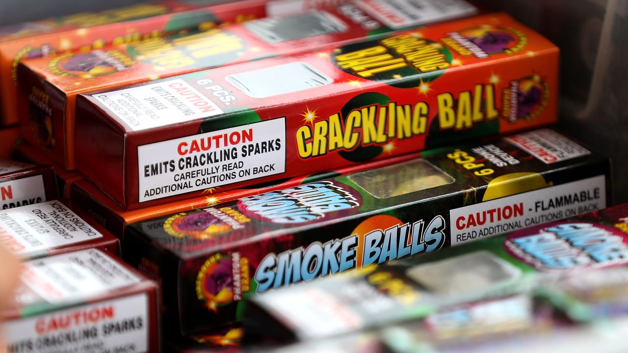 Fireworks are displayed at the San Bruno Rotary Club fireworks stand on June 30, 2017 in San Bruno, California.