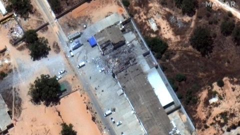A close up of the damaged area of the Tajoura Migrant Center taken on July 3, after the airstrike.
