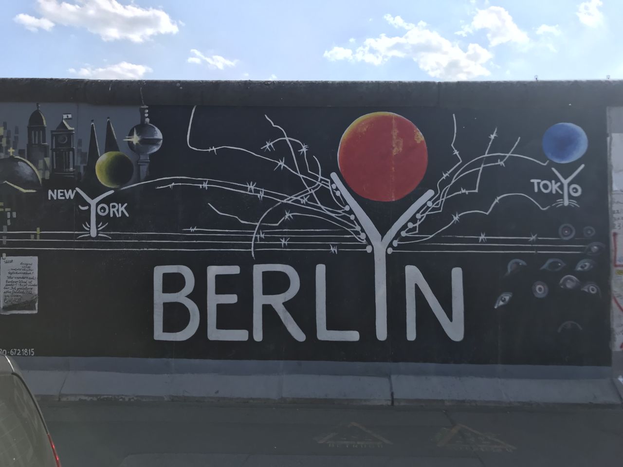 Many of the murals on the Berlin Wall Eastside Gallery express geo-political themes.