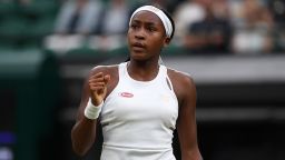 LONDON, ENGLAND - JULY 03: Cori Gauff of the United States celebrates a point in her Ladies' Singles second round match against Magdalena Rybarikova of Slovakia during Day three of The Championships - Wimbledon 2019 at All England Lawn Tennis and Croquet Club on July 03, 2019 in London, England. (Photo by Shaun Botterill/Getty Images)