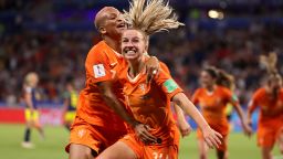 LYON, FRANCE - JULY 03: Jackie Groenen of the Netherlands celebrates after scoring her team's first goal during the 2019 FIFA Women's World Cup France Semi Final match between Netherlands and Sweden at Stade de Lyon on July 03, 2019 in Lyon, France. (Photo by Robert Cianflone/Getty Images)