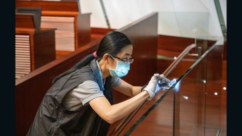 Hong Kong police continue their investigation at Legislative Council in Hong Kong after protesters stormed the building.