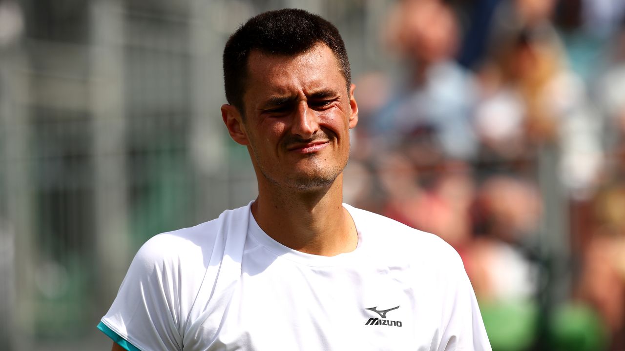 Bernard Tomic during his first round match against Jo-Wilfred Tsonga.