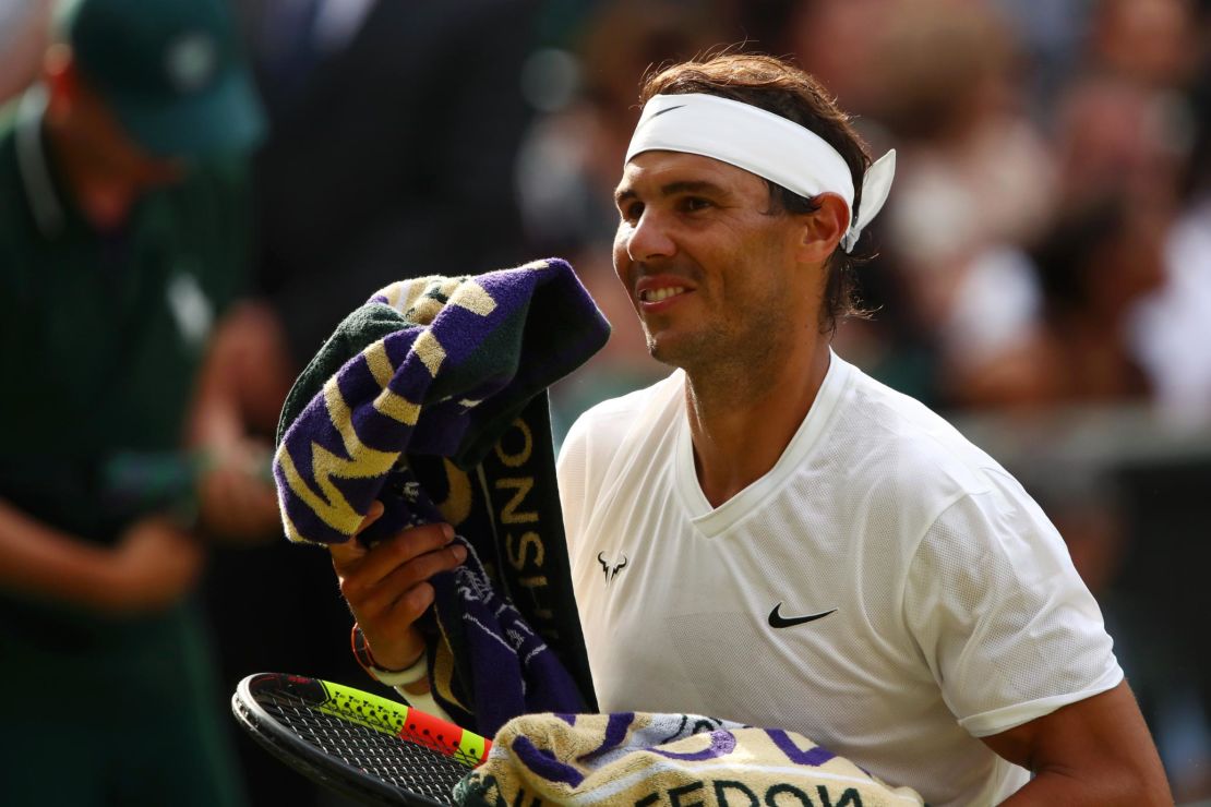 Rafael Nadal had reason to smile after beating Nick Kyrgios at Wimbledon. 