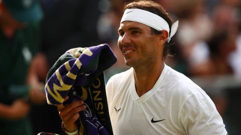 Rafael Nadal had reason to smile after beating Nick Kyrgios at Wimbledon. 