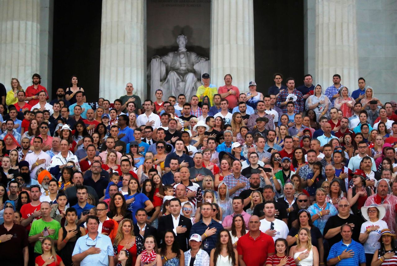 People attend the "Salute to America" event. Roughly 15,000 tickets were being issued for the event, and 500 of those were given for VIPs, <a href="https://www.cnn.com/2019/07/02/politics/vip-tickets-white-house-show/index.html" target="_blank">CNN reported.</a>
