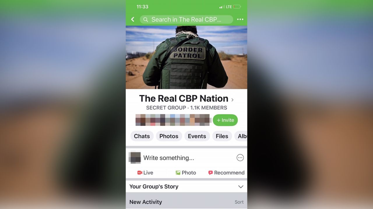 An image of a secret CBP facebook group. CNN obscured parts of this image to remove identifying information.